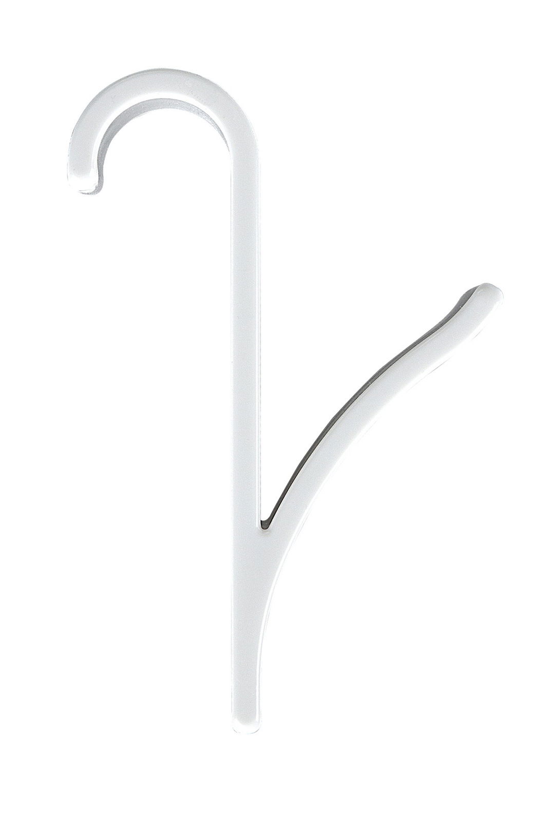 Weißer Haken für Handtuchheizkörper, seitliche Ansicht