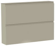 Beige schoenenkast met twee kleppen, zijaanzicht