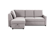 Graues Ecksofa mit linker Ottomane, Vorderansicht