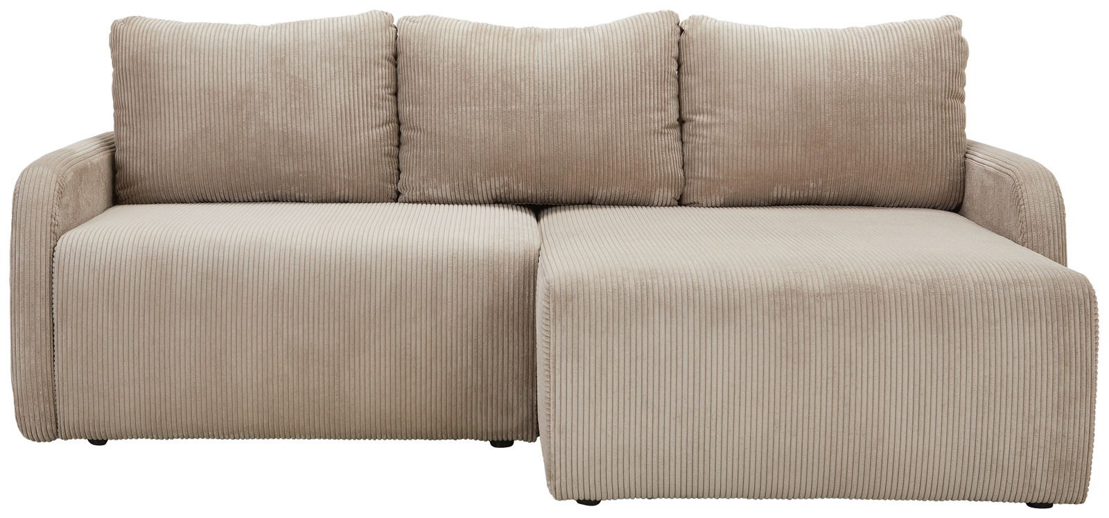 Beiges Ecksofa JENIFER mit geripptem Stoffbezug, Vorderansicht