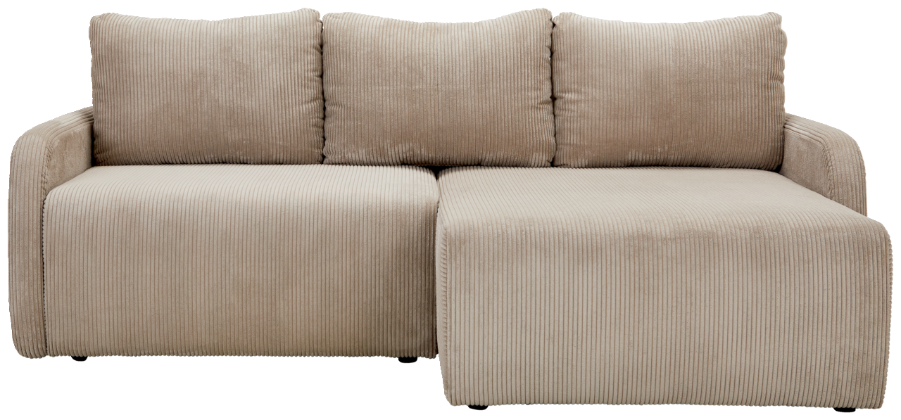 Beiges Ecksofa JENIFER mit geripptem Stoffbezug, Vorderansicht