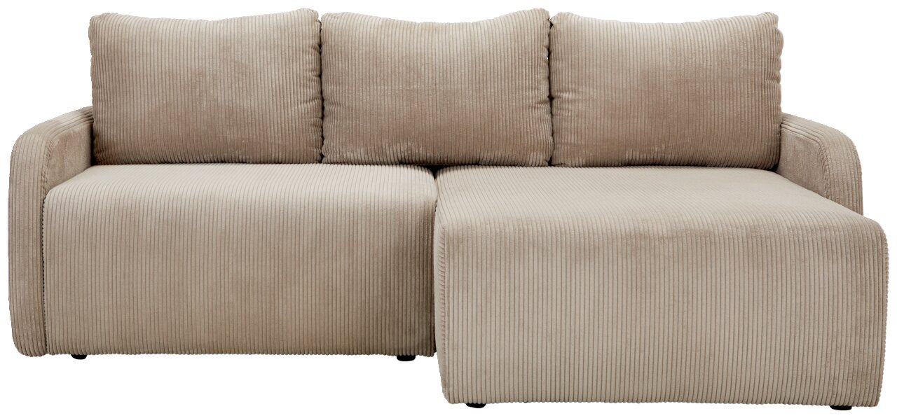 Beiges Ecksofa JENIFER mit geripptem Stoffbezug, Vorderansicht
