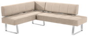 Beige Eckbank mit modernem Design und Metallbeinen, seitliche Perspektive
