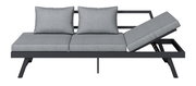 Graues Lounge-Sofa mit verstellbarer Rückenlehne, seitliche Ansicht