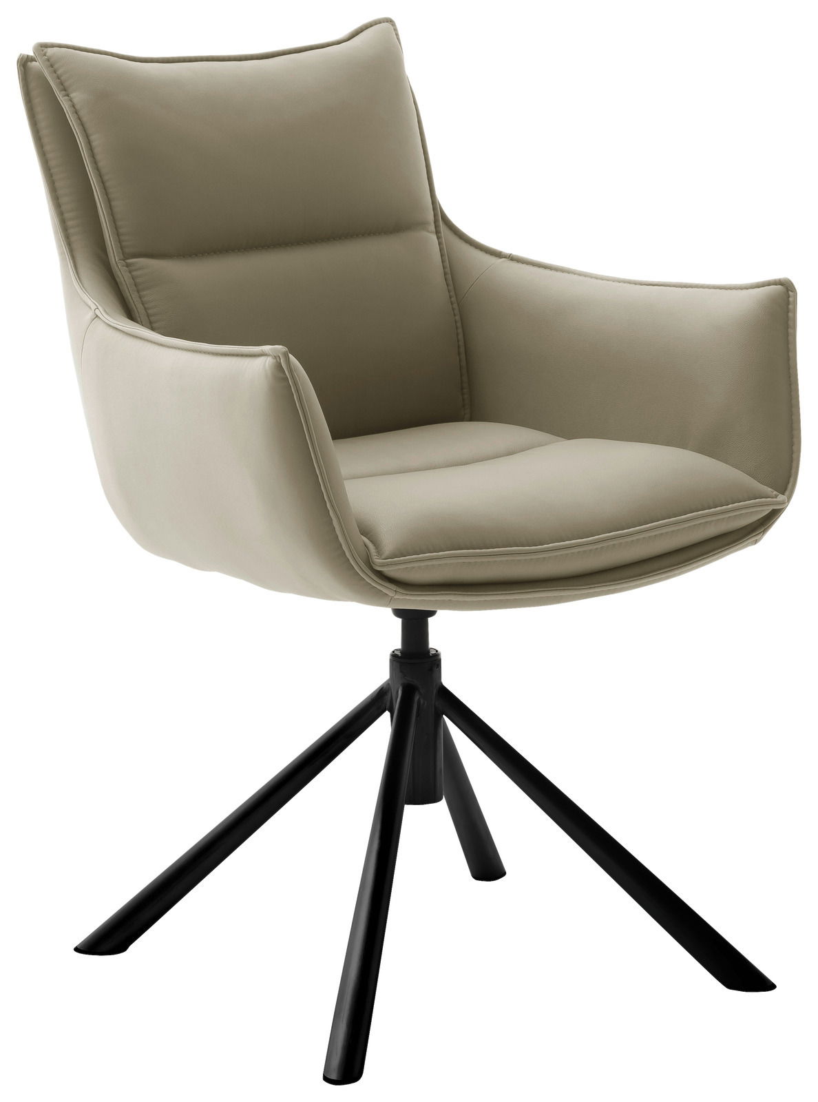 Novel Sessel HOUSTON Moderner Sessel mit beigem Polster und schwarzem Metallgestell, seitliche Perspektive