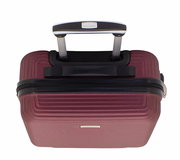 Burgunderfarbener Trolley, 50 cm, von oben gesehen mit ausgezogenem Griff.