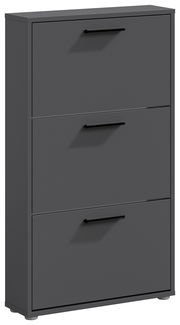 Schuhkipper mit drei Klappen in dunklem Grau, seitliche Perspektive