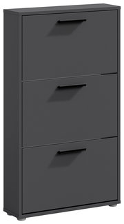 Schuhkipper mit drei Klappen in dunklem Grau, seitliche Perspektive