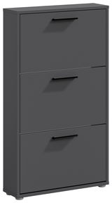 Schuhkipper mit drei Klappen in dunklem Grau, seitliche Perspektive