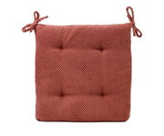 Rotes Sitzkissen 40x40x4cm mit strukturierter Oberfläche und Bindebändern, Vorderansicht