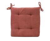 Rotes Sitzkissen 40x40x4cm mit strukturierter Oberfläche und Bindebändern, Vorderansicht