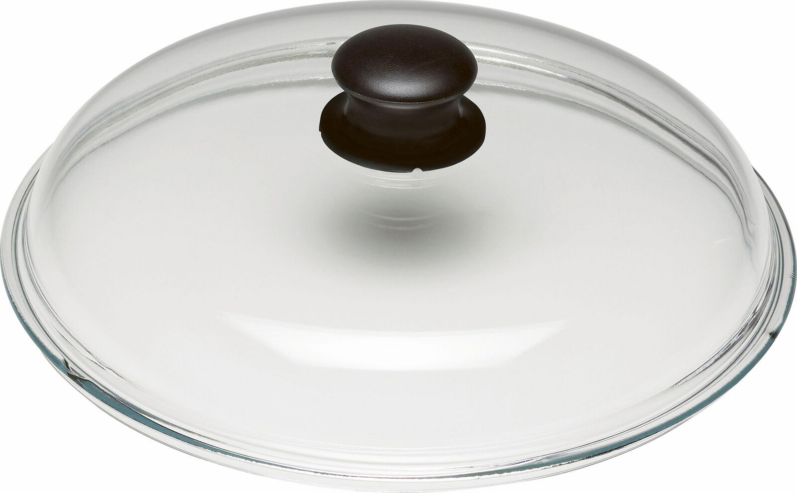 Glasdeckel mit schwarzem Griff, Draufsicht