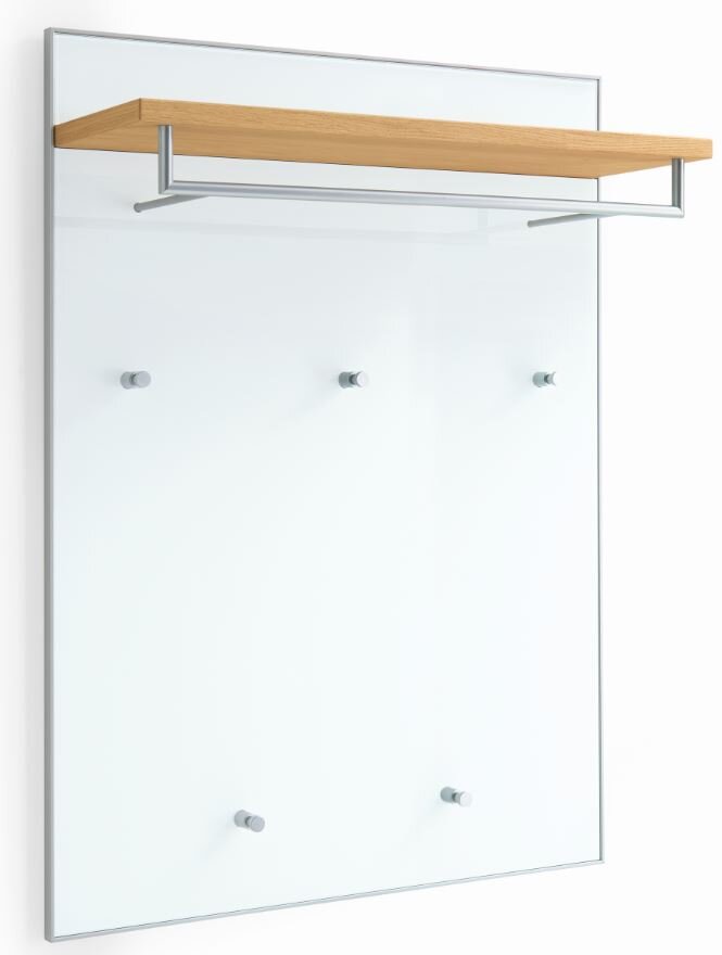 VOSS Garderobenpaneel SANTINA Garderobenpaneel der Serie SANTINA von VOSS mit einer Holzablage und mehreren Haken, seitliche Perspektive