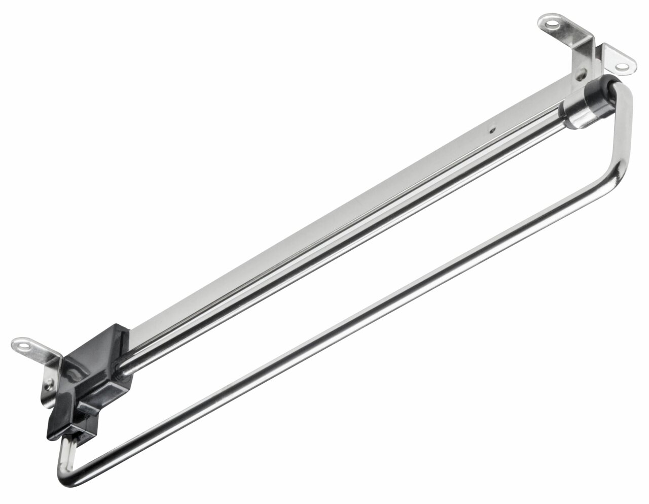 Ausziehbare Kleiderstange aus Metall, seitliche Perspektive