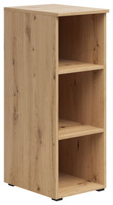 Holzregal mit drei offenen Fächern, seitliche Perspektive