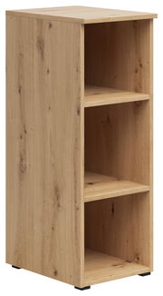 Holzregal mit drei offenen Fächern, seitliche Perspektive