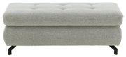 Grauer XXL-Hocker mit gepolsterter Oberfläche und schwarzen Metallbeinen, Frontalansicht.
