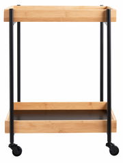 Servierwagen mit zwei Ablagen aus Holz und Metall, Vorderansicht
