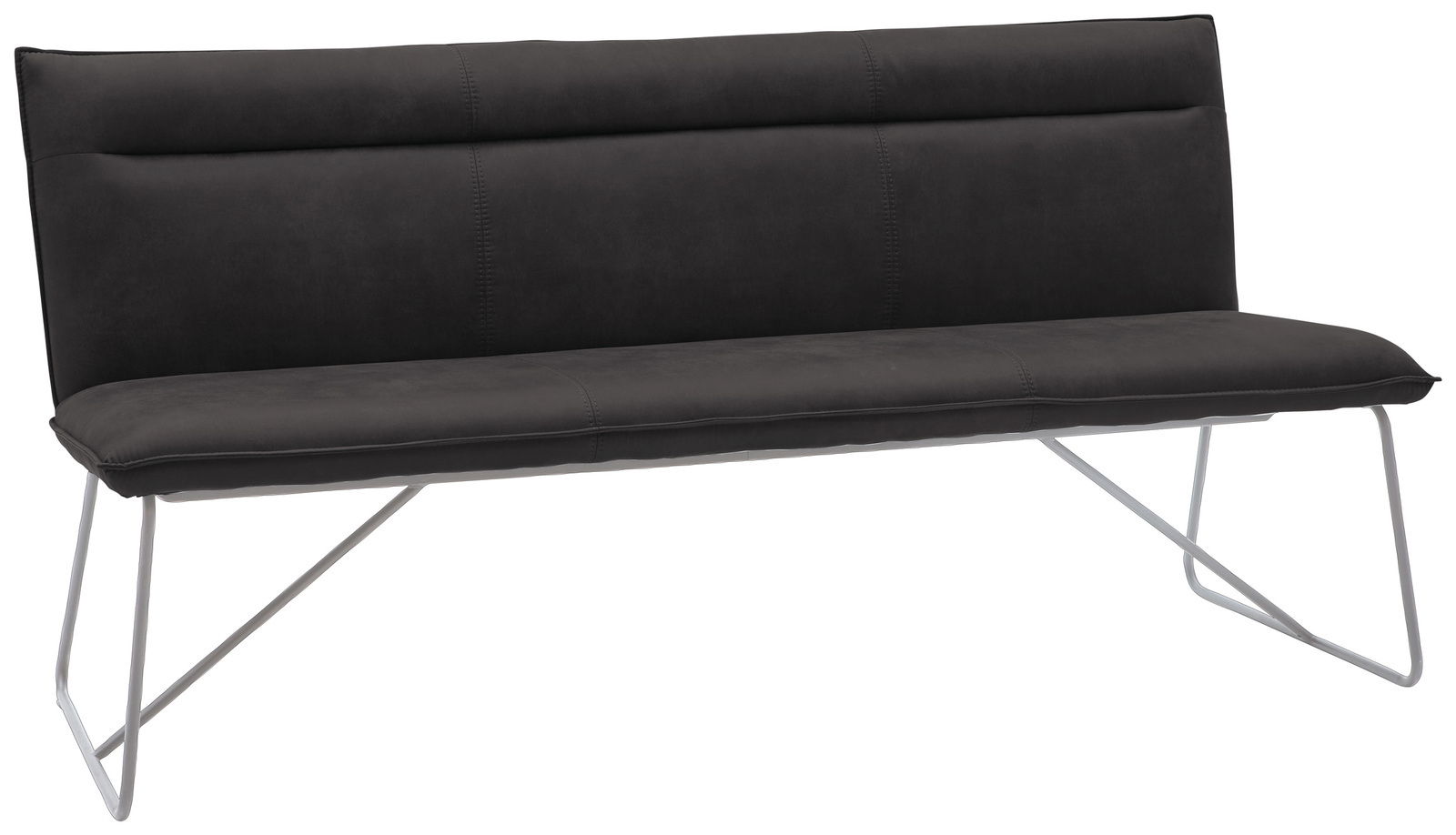 Valnatura Bank SCALA Schwarze Bank mit modernem Design und Metallbeinen, seitliche Perspektive