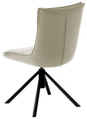 Moderner Stuhl mit beigem Polster und schwarzem Metallgestell, Rückansicht