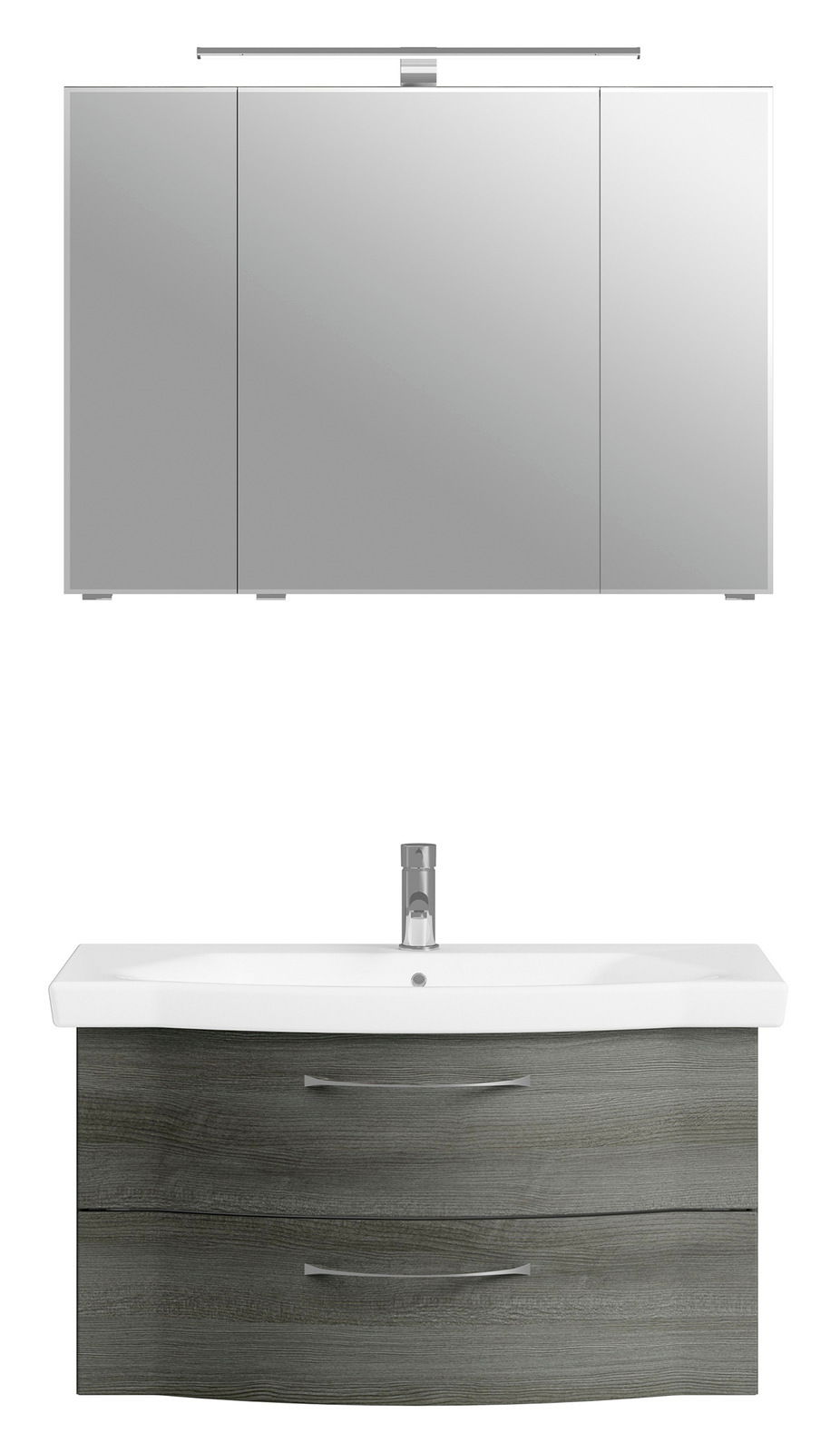 Pelipal Badblok SERIE 6005 SPRINT Moderner Badblock mit Spiegelschrank und Waschbecken, Frontalansicht