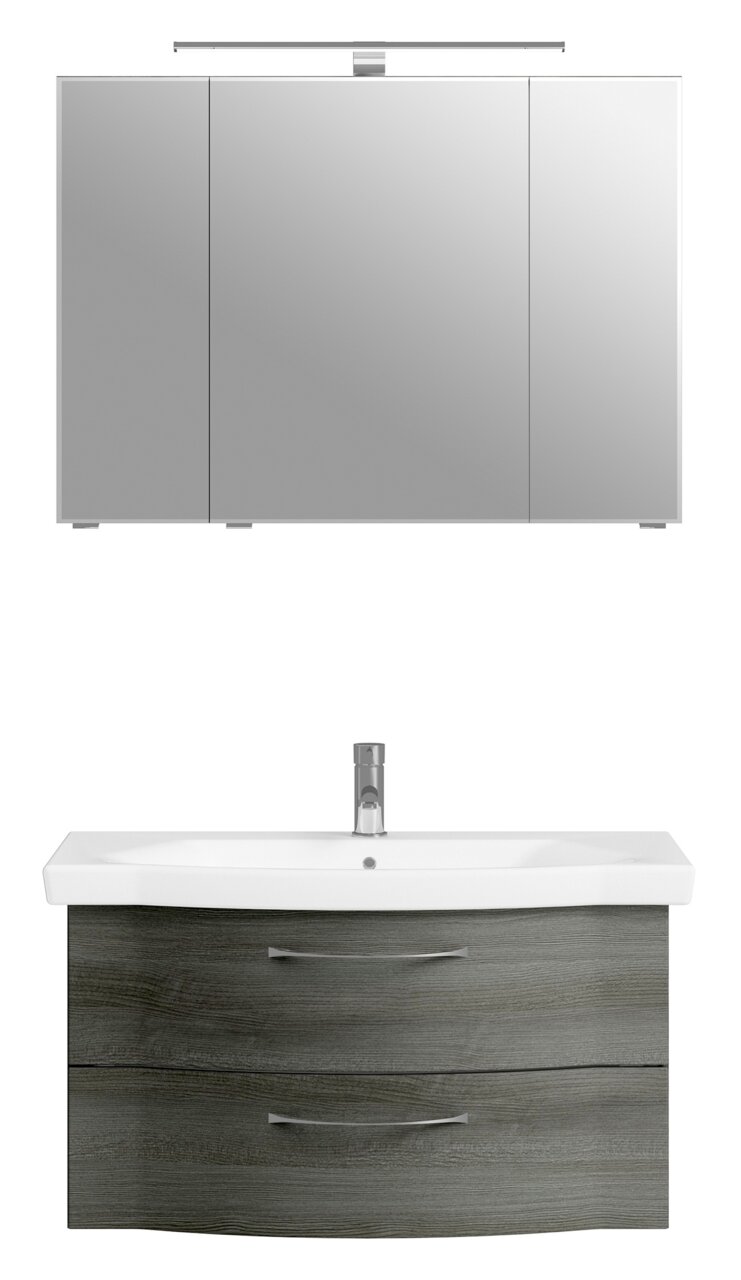 Pelipal Badblock SERIE 6005 SPRINT Moderner Badblock mit Spiegelschrank und Waschbecken, Frontalansicht