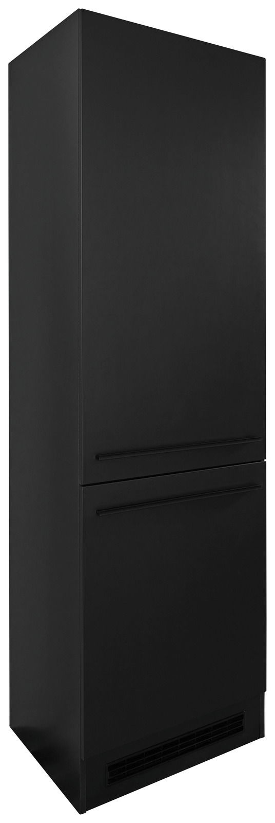 Yourkitchen Kühlschrankumbau JAZZ Schwarzer Kühlschrankumbau, freistehend, mit zwei Türen, seitliche Perspektive