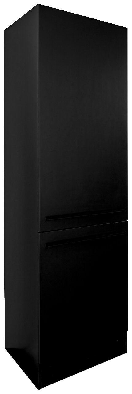 Yourkitchen Kühlschrankumbau JAZZ Schwarzer Kühlschrankumbau, freistehend, mit zwei Türen, seitliche Perspektive