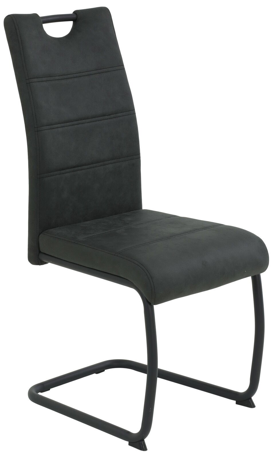 Z2 Schwingstuhl DUNJA Moderner Schwingstuhl DUNJA in dunklem Stoffbezug, seitliche Perspektive