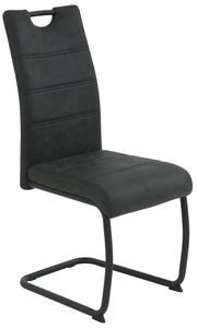 Moderner Schwingstuhl DUNJA in dunklem Stoffbezug, seitliche Perspektive