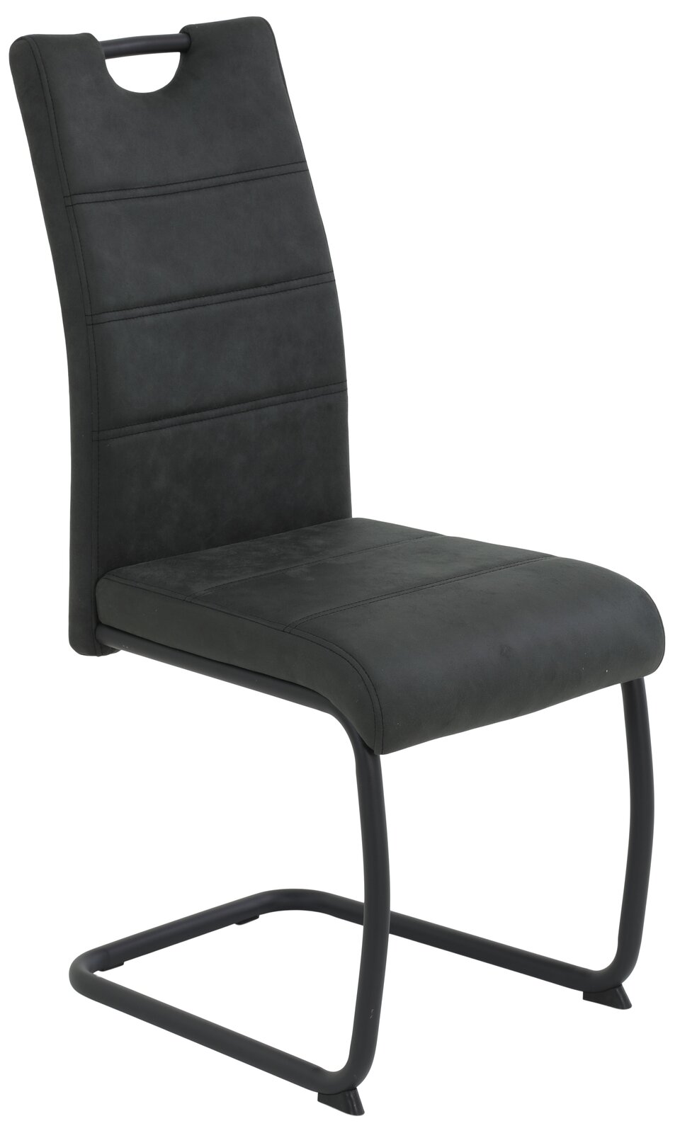 Z2 Schwingstuhl DUNJA Moderner Schwingstuhl DUNJA in dunklem Stoffbezug, seitliche Perspektive