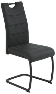 Moderner Schwingstuhl DUNJA in dunklem Stoffbezug, seitliche Perspektive