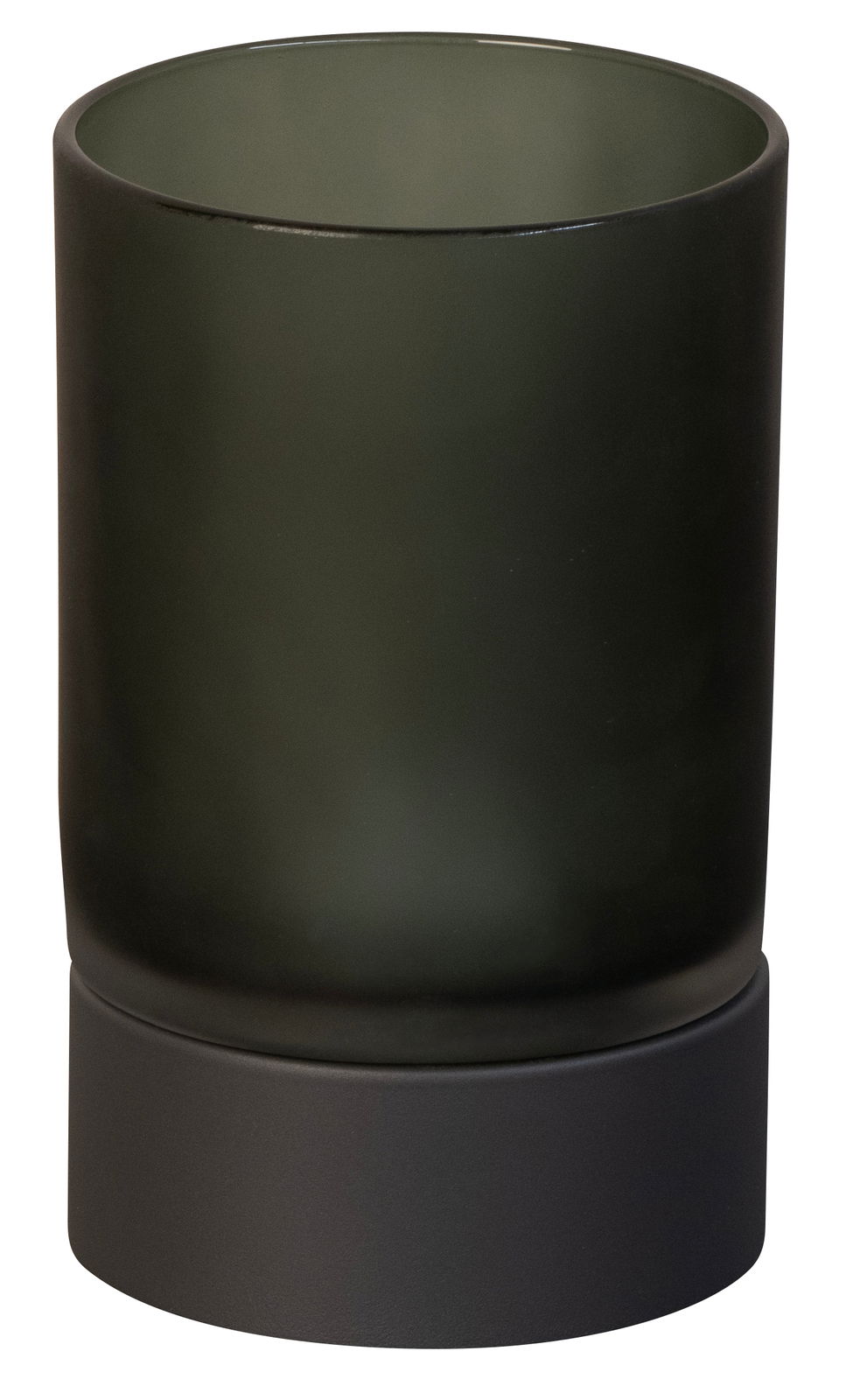 Fischer & Honsel ARIVA PRO windlicht op batterijen Akku-Windlicht in zylindrischer Form mit mattem, dunklem Glas, seitliche Perspektive