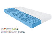 Wendematratze H2 140 x 200 cm mit blauer und weißer Oberfläche, seitliche Perspektive