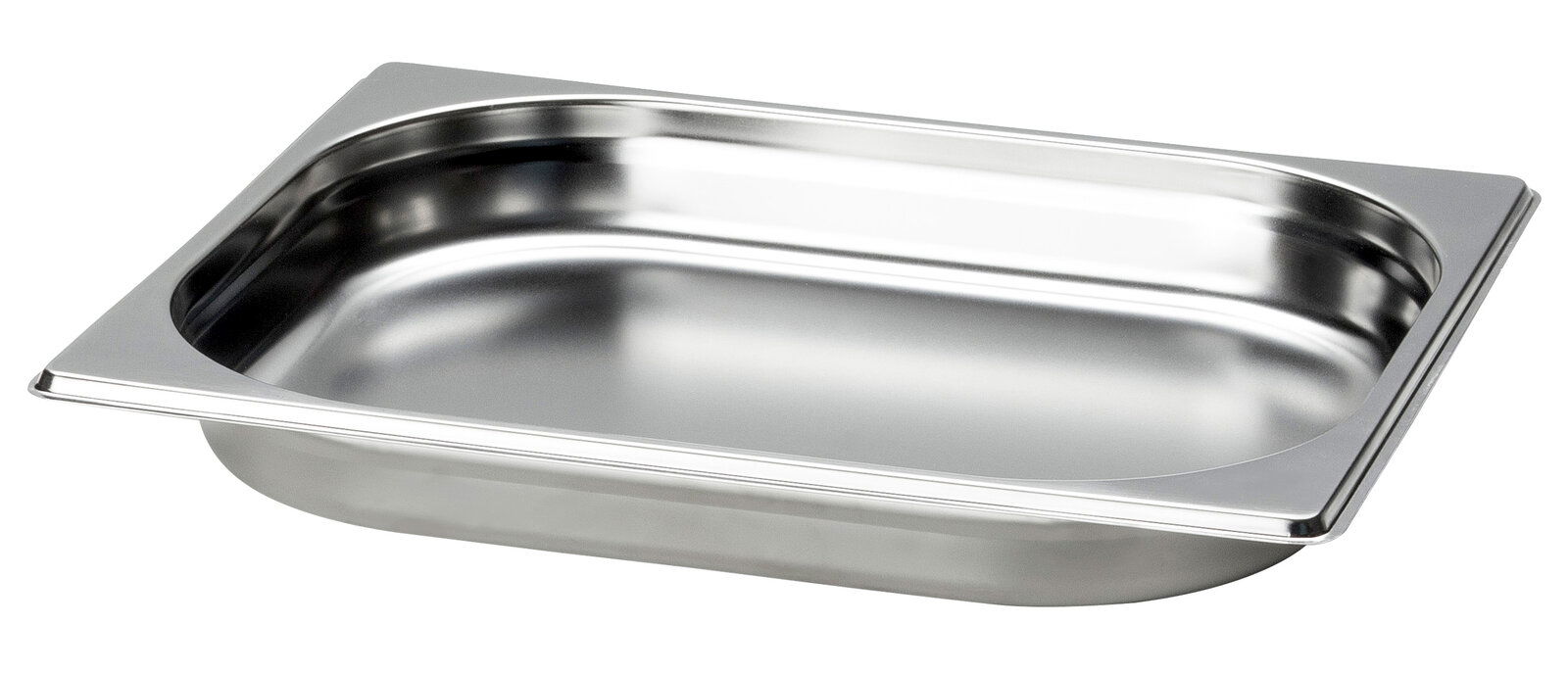 Edelstahl-Gastronormbehälter aus der Vogelperspektive
