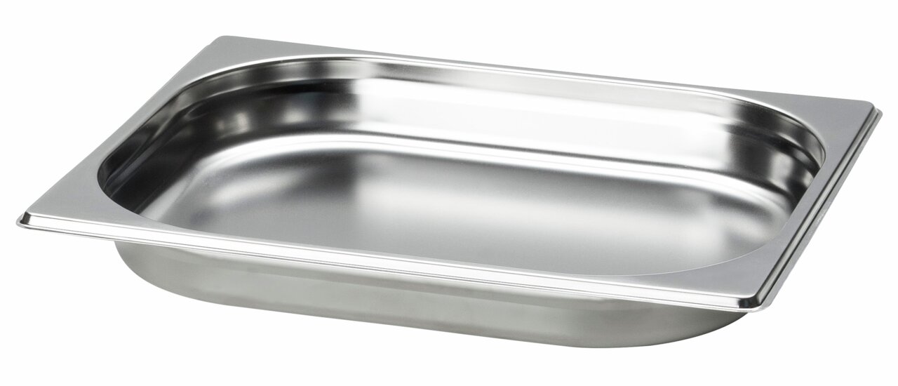 Edelstahl-Gastronormbehälter aus der Vogelperspektive