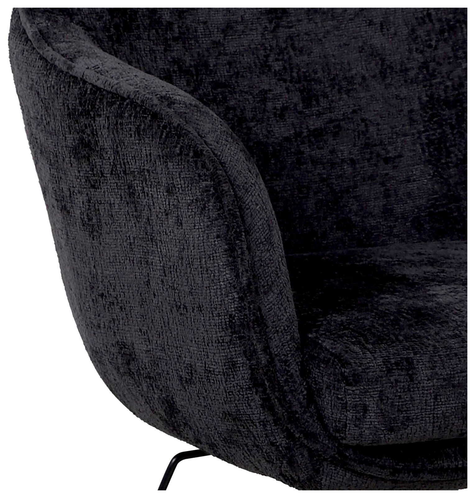 Novel Drehstuhl DANNY Nahaufnahme eines schwarzen Drehstuhls mit weicher Polsterung, seitliche Perspektive