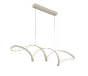 Moderne LED-hanglamp met gebogen vormgeving, zijaanzicht