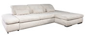 Beige Ecksofa mit Rillenstruktur, Ansicht von vorne links