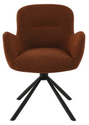 Bruine fauteuil met zwart metalen frame, vooraanzicht