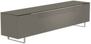 Modernes XL TV-Lowboard in grauer Farbe, seitliche Perspektive