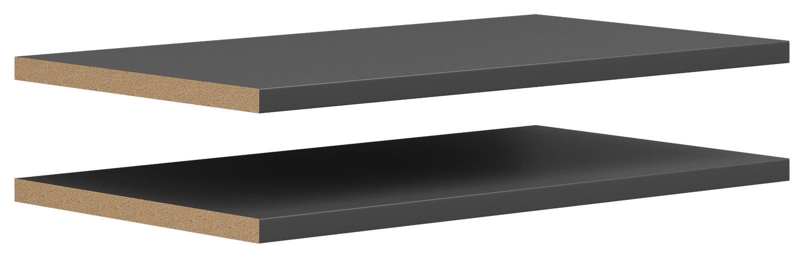 Carryhome Einlegeboden 2er MULTISTAURAUM Zwei schwarze Einlegeböden aus Holzwerkstoff, seitliche Perspektive