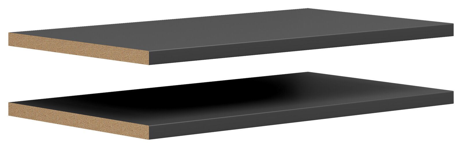 Carryhome Einlegeboden 2er MULTISTAURAUM Zwei schwarze Einlegeböden aus Holzwerkstoff, seitliche Perspektive