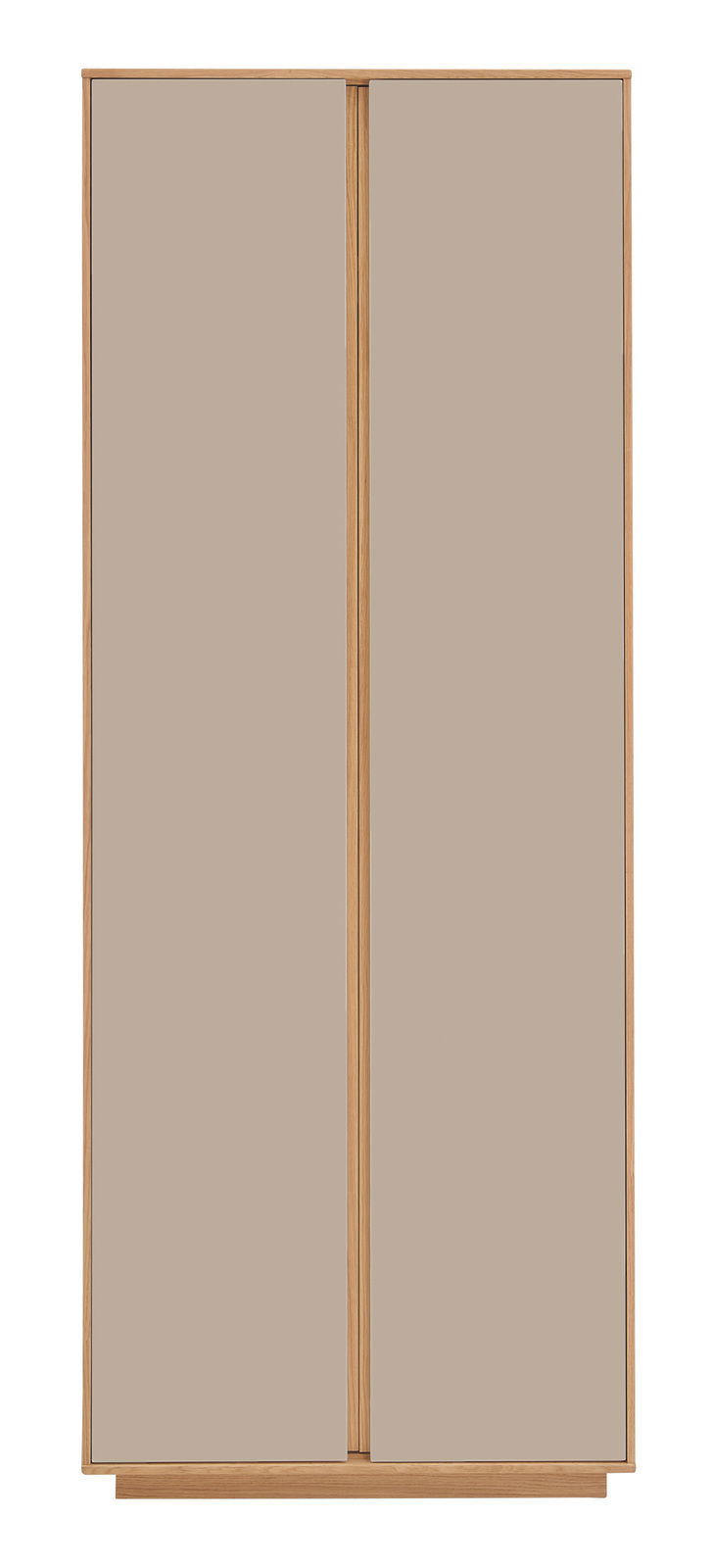 VOSS Garderobenschrank V100 Frontansicht eines modernen Garderobenschranks mit zwei Türen in Holzoptik.