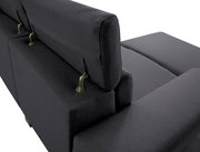 Rückansicht einer dunkelgrauen Rundecke mit verstellbaren Kopfstützen.