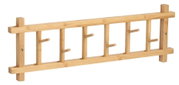 Wandgarderobe aus Holz mit sechs Haken, seitliche Perspektive