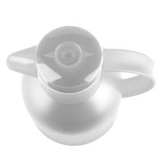 Weiße Isolierkanne SAMBA von oben mit sichtbarem Griff und Deckel.