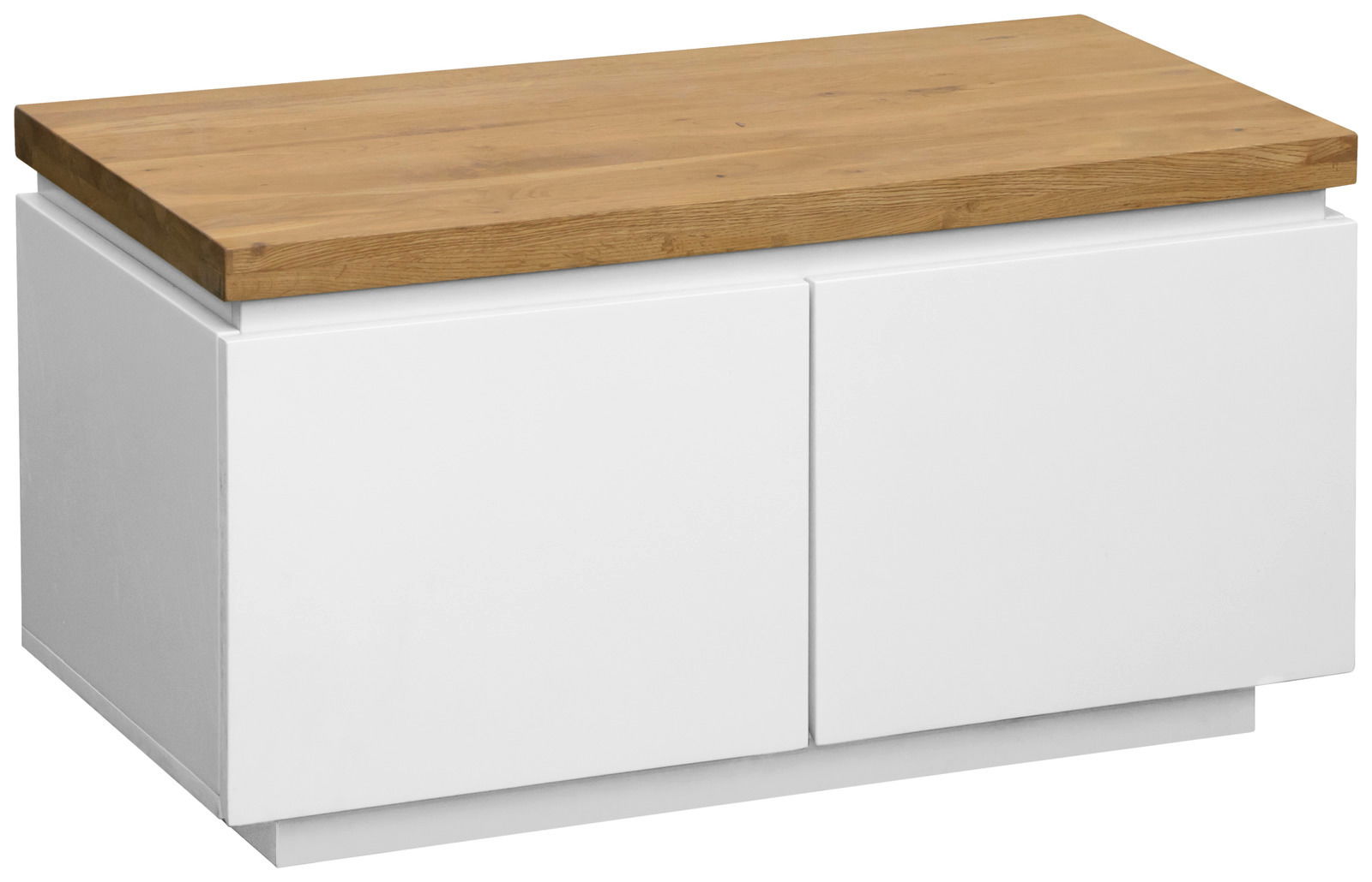 Novel Garderobenbank DALTON Garderobenbank mit weißem Korpus und Holzoberfläche, seitliche Perspektive