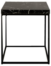 Moderner Couchtisch mit schwarzer Marmoroptik und schlankem Metallgestell, Frontalansicht