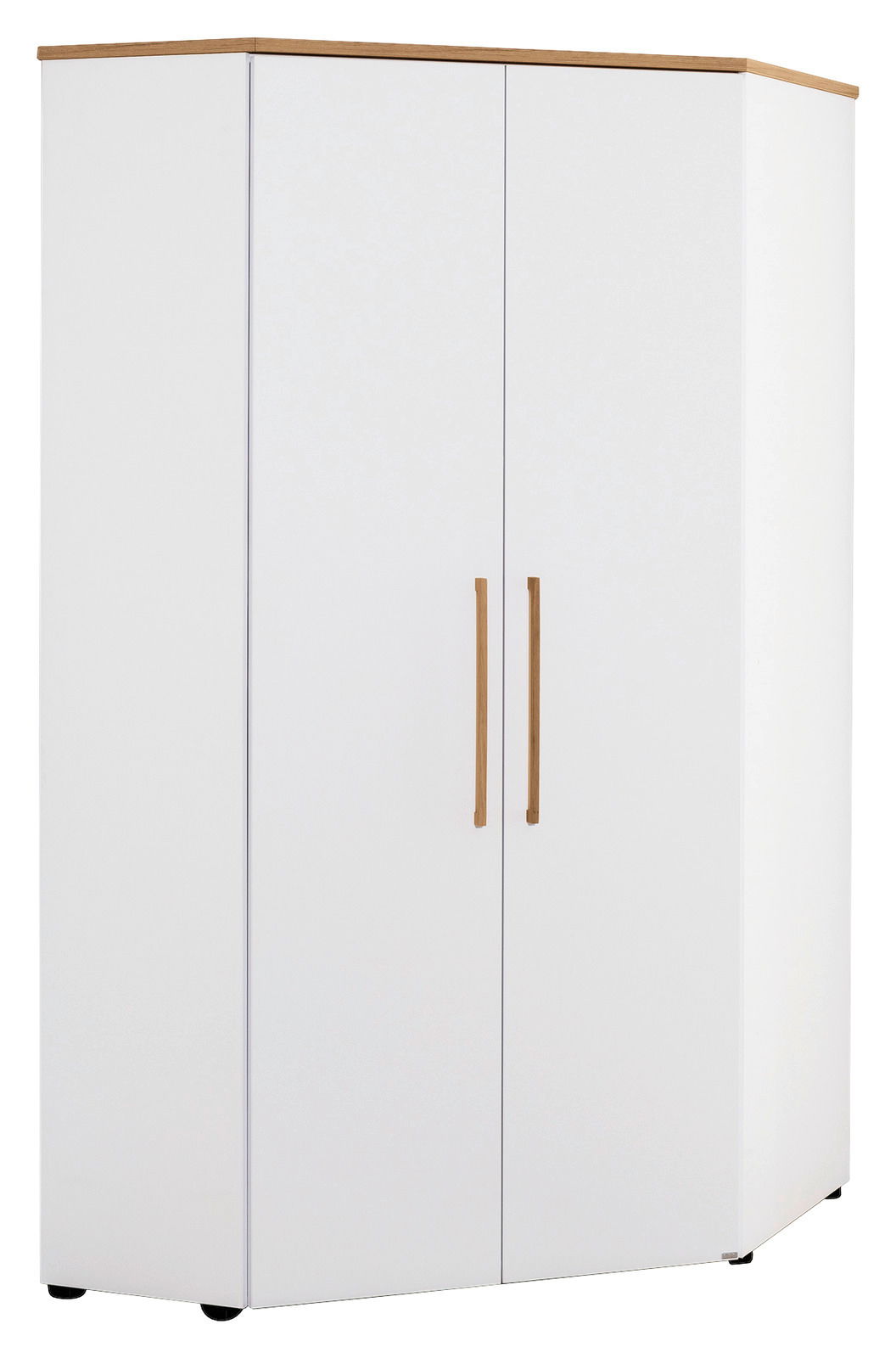 Paidi Eck-Kleiderschrank OSCAR Eck-Kleiderschrank in Weiß mit Holzgriffen, Vorderansicht